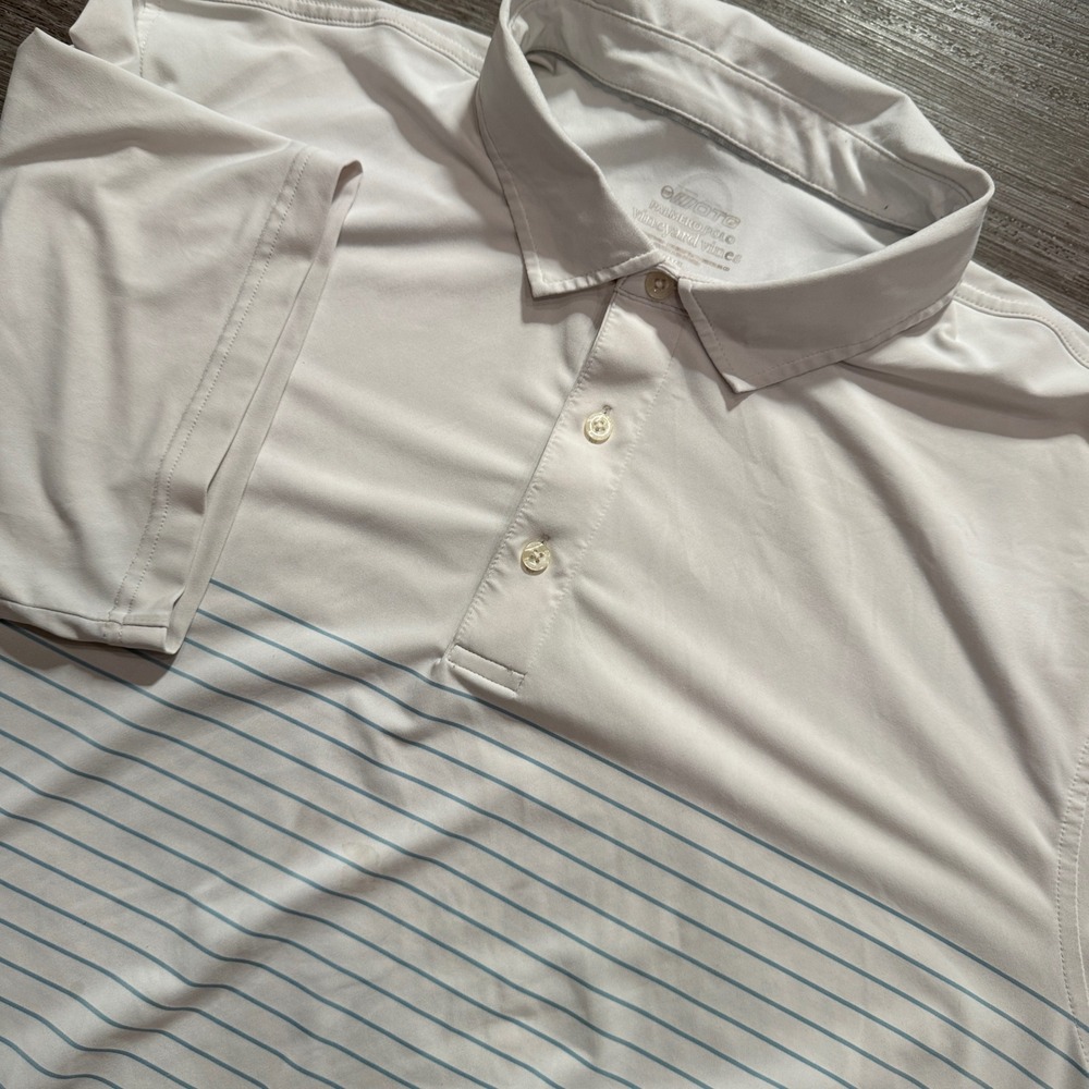 Vineyard Vines Palmero Polo Mens XXL White Blue Striped Performance Golf Shirt